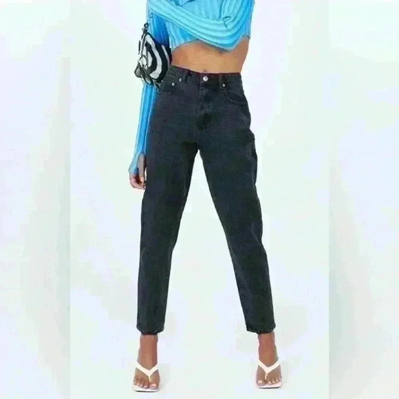 Princess Polly Zaiden Straight Leg High Waisted Jeans Washed Black Cotton size6 - Picture 3 of 11